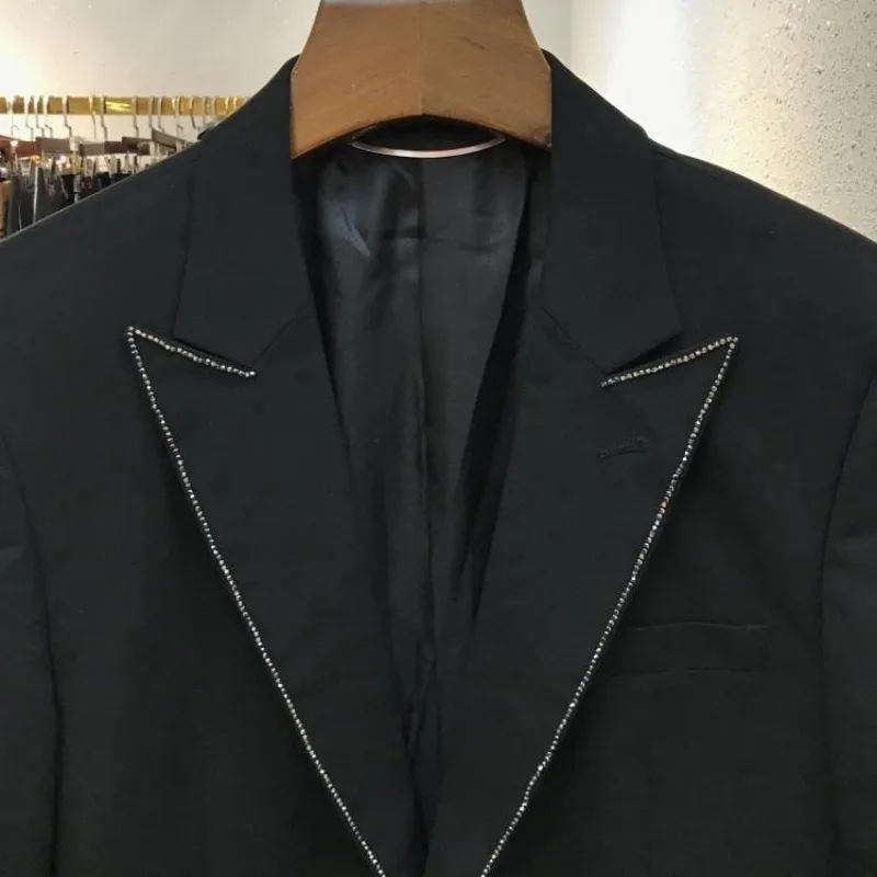 Merk Fashion Diamanten Klinknagel Blazer Pak Mannen Kantoor Werk Formele Terno Masculino Top Kwaliteit Slim Fit Wedding Party Jurk Pak Merk Fashion Diamanten Klinknagel Blazer Pak Mannen Kantoor Werk Formele Terno Masculino Top Kwaliteit Slim Fit Wedding Party Jurk Pak
