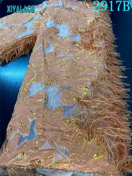 

African Jacquard Lace Fabric High Quality Embroidered Brocade Lace Fabric French Tulle Lace Fabric for Party Dress 2917b