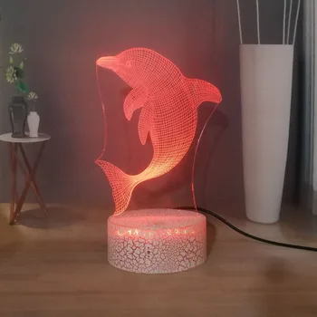 

Lovely Smiling angel Animal Table Lamp Dolphin Ocean 3D Desk Lamp USB Touch LED Night Light Cute Living Room Decor Light