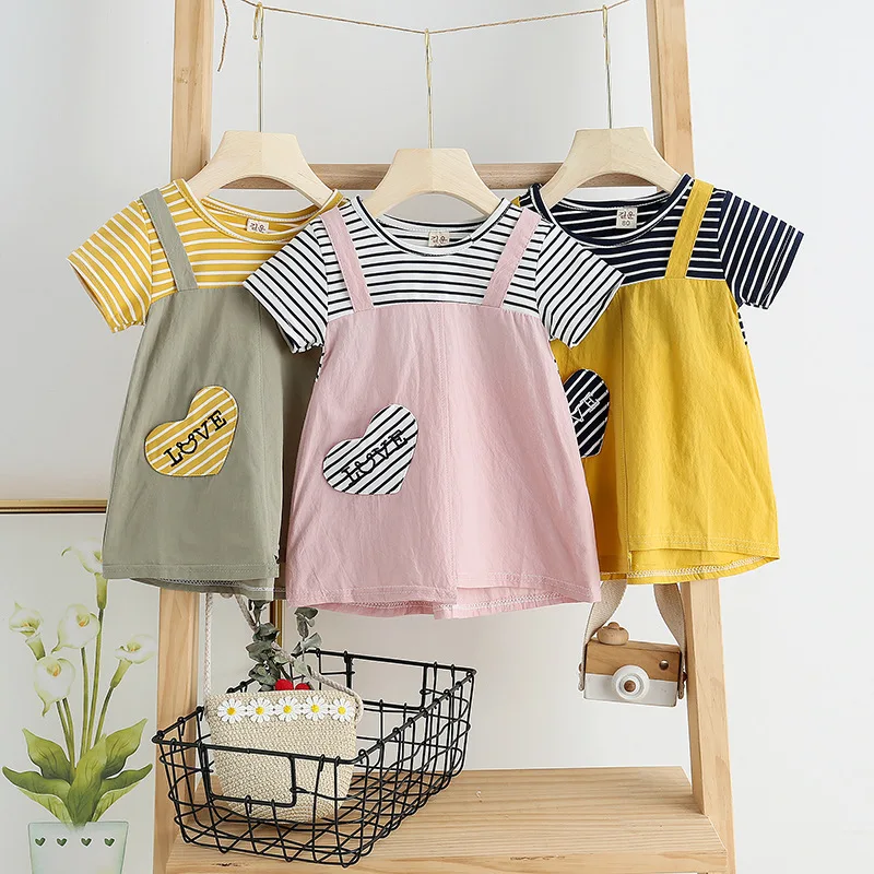 

0-3Y Baby Girl Cartoon lattice Princess Dress Bow Summer Kid Cute Strap Pleated Sundress Children's Cotton Clothes Dresses Girls