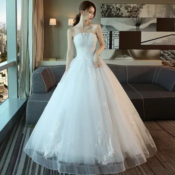 

Feerijt Luxury Off White Simple Wedding Dress For Women Sexy Strapless Lace Flower Beading Plus Size Lace Up Slim Robe De Mariee