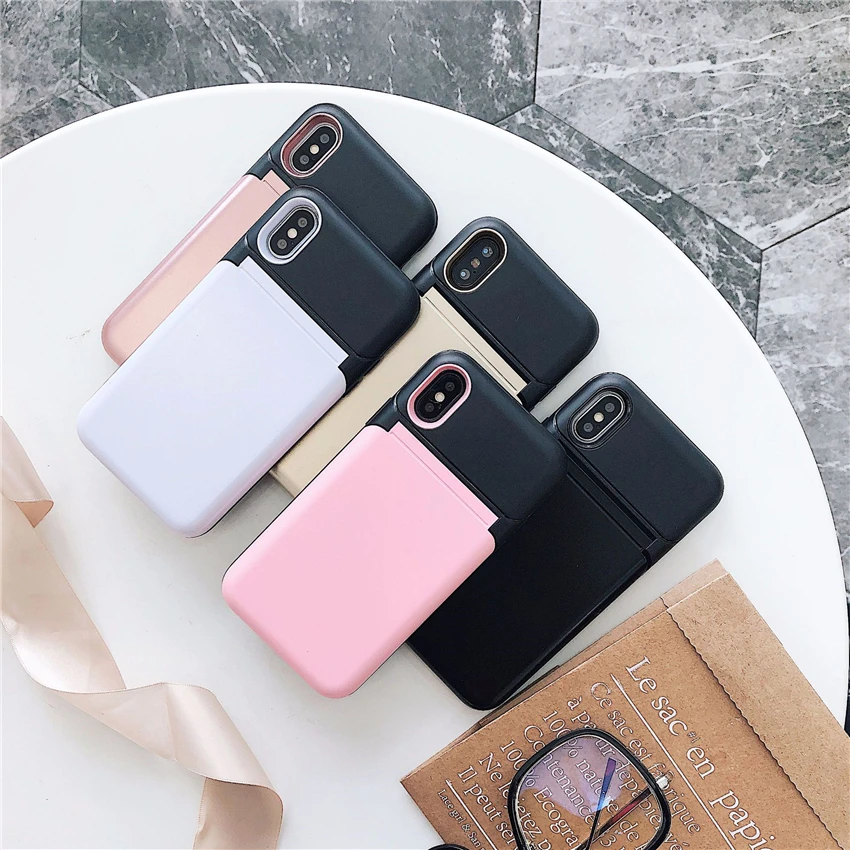 Модный зеркальный чехол для телефона для iPhone 6, 6 S, 7, 8 Plus, флип-чехол для карт, мягкий чехол для телефона, TPU чехол для samsung S9 plus, пара
