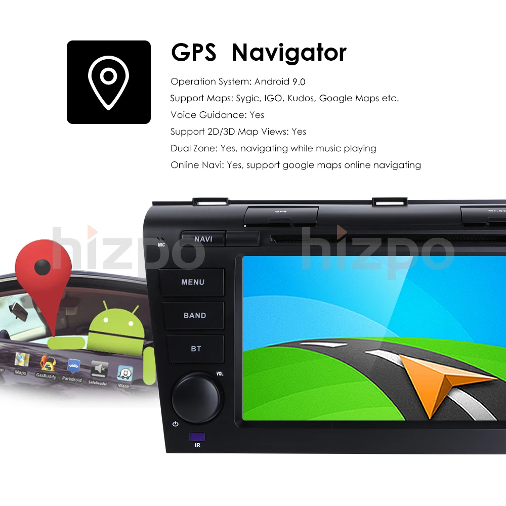 4G Android 9,0 2G+ 16G Авто Радио 2 Din автомобильный стерео DVD gps Navi для Mazda 3 Mazda 3 2004-2009 " HD головное устройство gps навигационная система