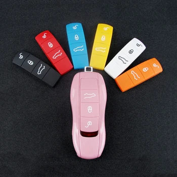 

Key Cover Frame Rubber Button For Porsche Cayenne Boxster 718 Key Holder Shell 3 Buttons Fitting Replace Remote Controller Case