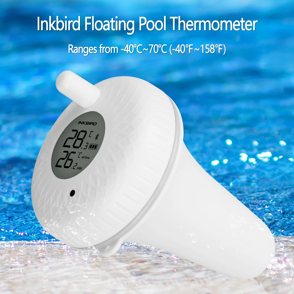 Inkbird IBS-P01R Bluetooth Крытый Открытый плавучий бассейн термометр для бассейна, ванны воды, спа, аквариумов и рыбных водоемов