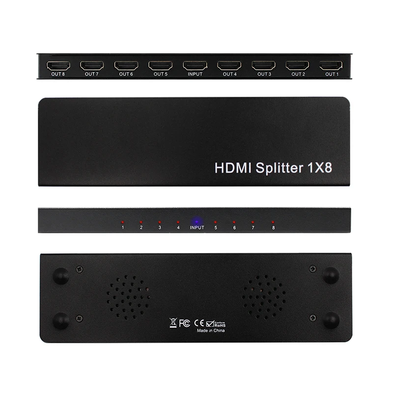 HDMI сплиттер конвертер 8 портов 1 в 8 выход 1x8 HDMI сплиттер аудио видео 1080P для HD HDTV 3D DVD Бесплатная доставка