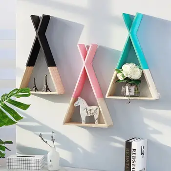 

Nordic Nursery Wooden X Hanging Storage Rack For Kids Room Decor Need Assemble by yourself Kids Room Decor Wood Shelf Wall Rack