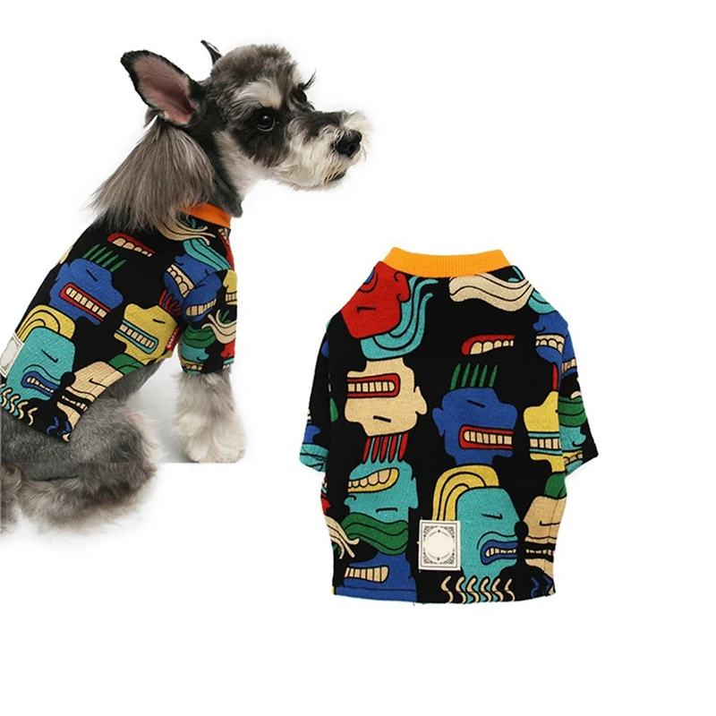

Winter Dog Sweater Pet Dog Cat Clothes Graffiti Printed Warm Pet Dog Knitted Sweater For Small Dogs Chihuahua Coat Shirt