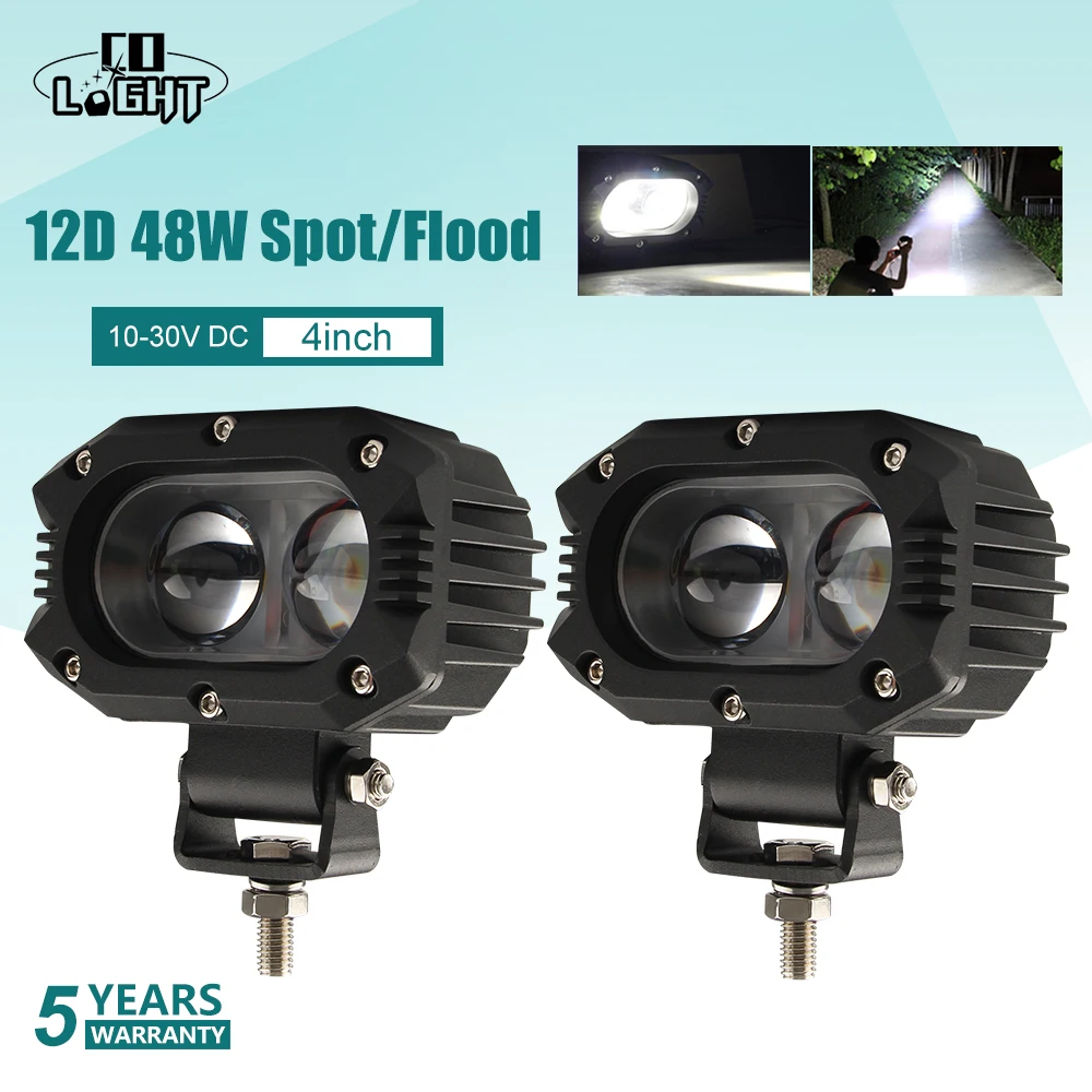 共同ライト12D 48ワット超高輝度flood spot led作業のためボート車モーターsuvピックアップatvドライビングフォグライト