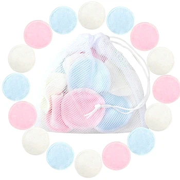 

20Pcs/Set Reusable Washable Round Face Skin Care Tools Bamboo Soft Velvet Cloth Facial Makeup Remover Puff Pads With Mesh Bag
