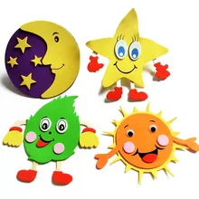 Настенные наклейки для детского сада EVA пены украшения классная комната, для стен Защита окружающей среды декоративные с принтом в виде листьев кукла солнечный звезда