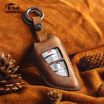 

Dandkey Leather Car Key Case Cover Fob Keychian For Bmw X5 F15 E53 F48 F10 F31 F30 E30 E38 E39 E46 F07 Key Bag Auto Accessories