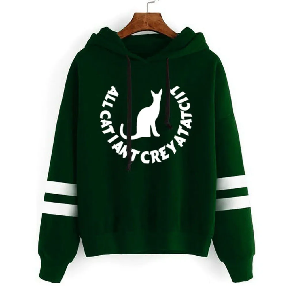 Hoodies Women Hoodies And Sweatshirts Women Autumn 2019 Letter Striped Hooded Collar Long Sleeve Streetwear Harajuku Hoodie