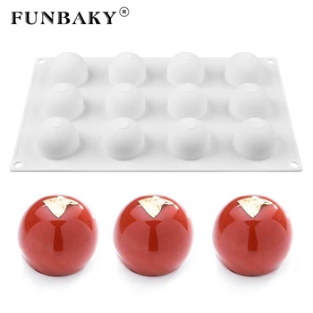 

FUNBAKY 3D Spherical Ice Cream Ball Mould Ice Cube Moulds DIY Dessert Molds Tray Pudding Mousse Cake Decorating Tools