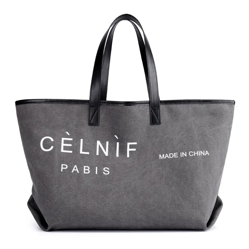 Женская Холщовая Сумка г. Осенняя и зимняя новая стильная повседневная сумка с буквенным принтом модная Большая вместительная сумка на плечо