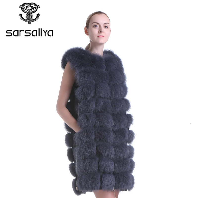SARSALLYA Thick Natural Fox Fur Vest Women Genuine Coat For Women's Real Furs Vests Jacket Winter Warm Waistcoat | Женская одежда