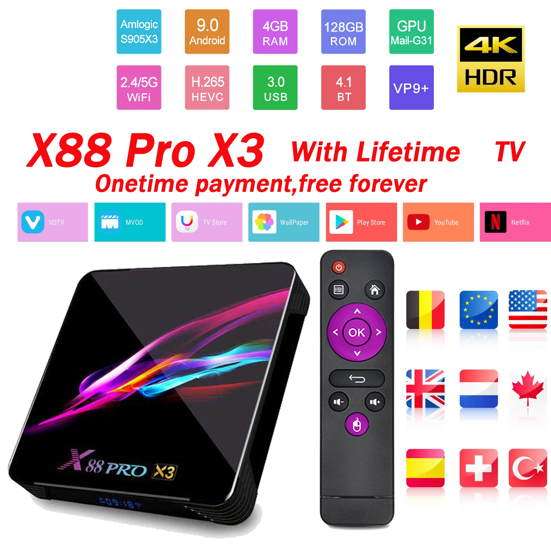 X88 Pro X3 4k Brazil Iptv Android9 0 Tv Box Youtube Netflix Google Top Iptv Box Lifetime Tv For Tv Box Only No Channels Included Set Top Boxes Aliexpress