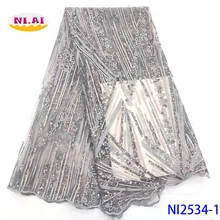 NIAI последняя африканская кружевная ткань высокое качество кружева французская вышивка Тюлевая кружевная ткань с блестками для нигерийского платья NI2534-1
