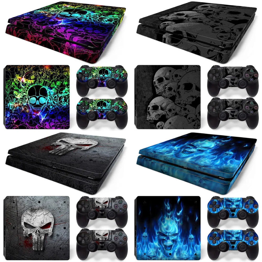 Череп дизайн ПВХ кожи Стикеры для PS4 slim консоли и контроллеры s ps4 тонкий