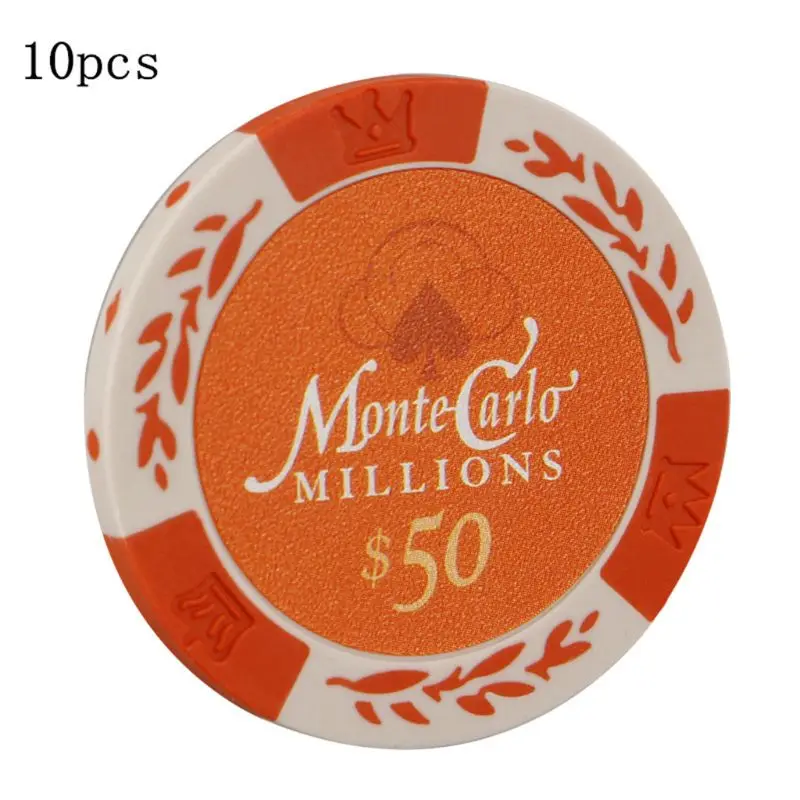 10pcs Poker Chips Monte Carlo Casino Wheat Coins Baccarat Texas Hold'em Chip 14g suit for table games