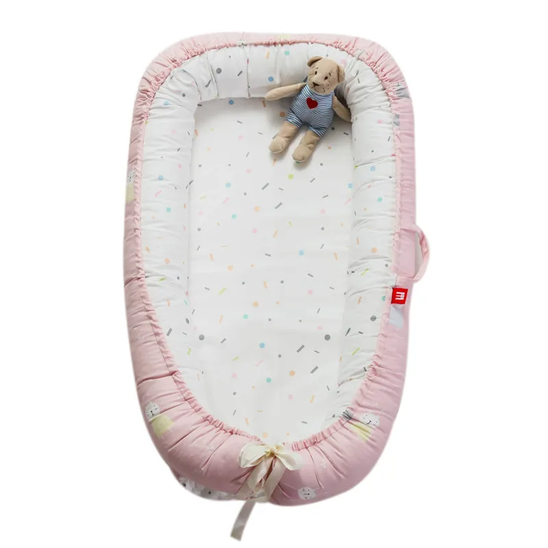 Детская люлька для кровати портативный детский лежак для новорожденных кроватки дышащий и сна Гнездо - Цвет: B