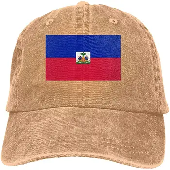 

Ejiazhan7 Haiti Flag Retro Adjustable Cowboy Denim Hat Unisex Hip Hop Natural Baseball Caps