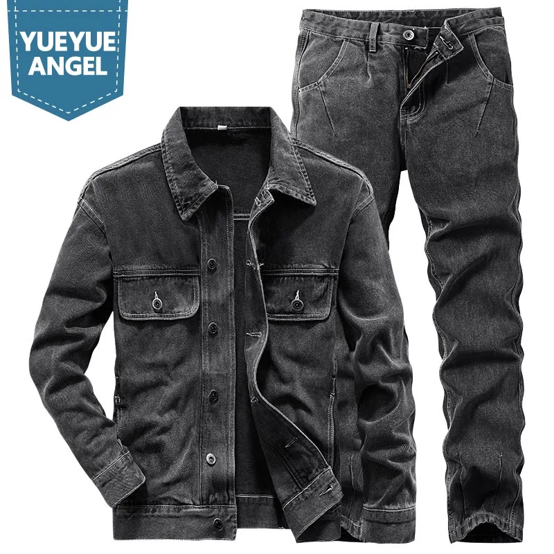Spring Denim Jacket Jeans Two Piece Set 
