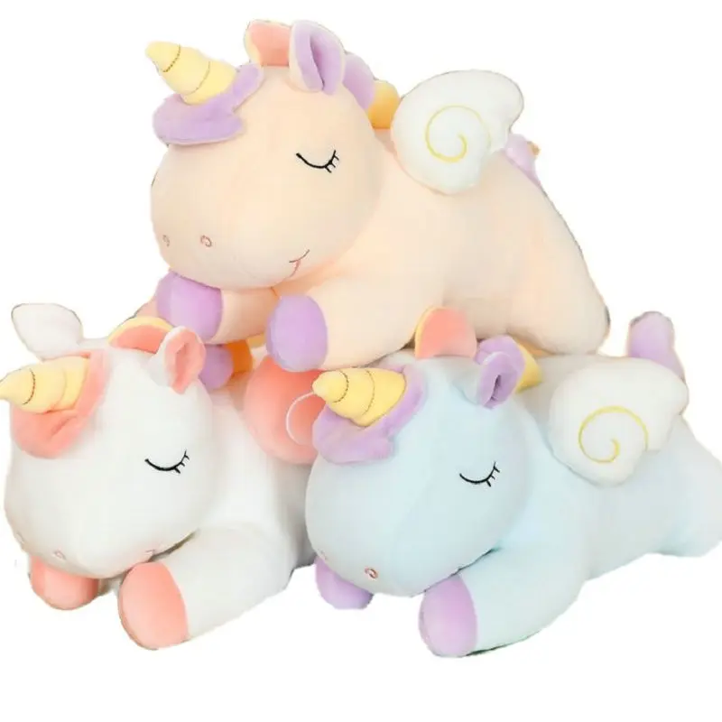 

SUPER Soft Cute Unicorn Stuffed Animals Dolls Toys Fantastic Rainbow colour Cloud Flying Wings Fat Unicorn Stuffed Cushion Girls