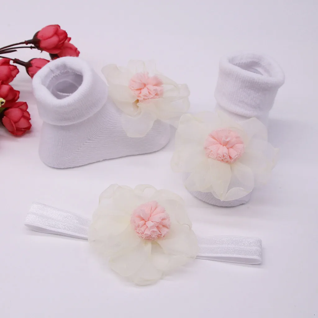 SAGACE, детские носки, осенне-зимние хлопковые носки для младенца, 1 шт., пояс для волос, нескользящие носки для маленьких девочек, носки с аппликацией