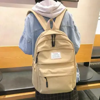 

Fashion Solid Shoulder Bag College Teenager School Bags Large Oxford Waterproof Backpack Big Teen Schoolbag Khaki Leisure 2020