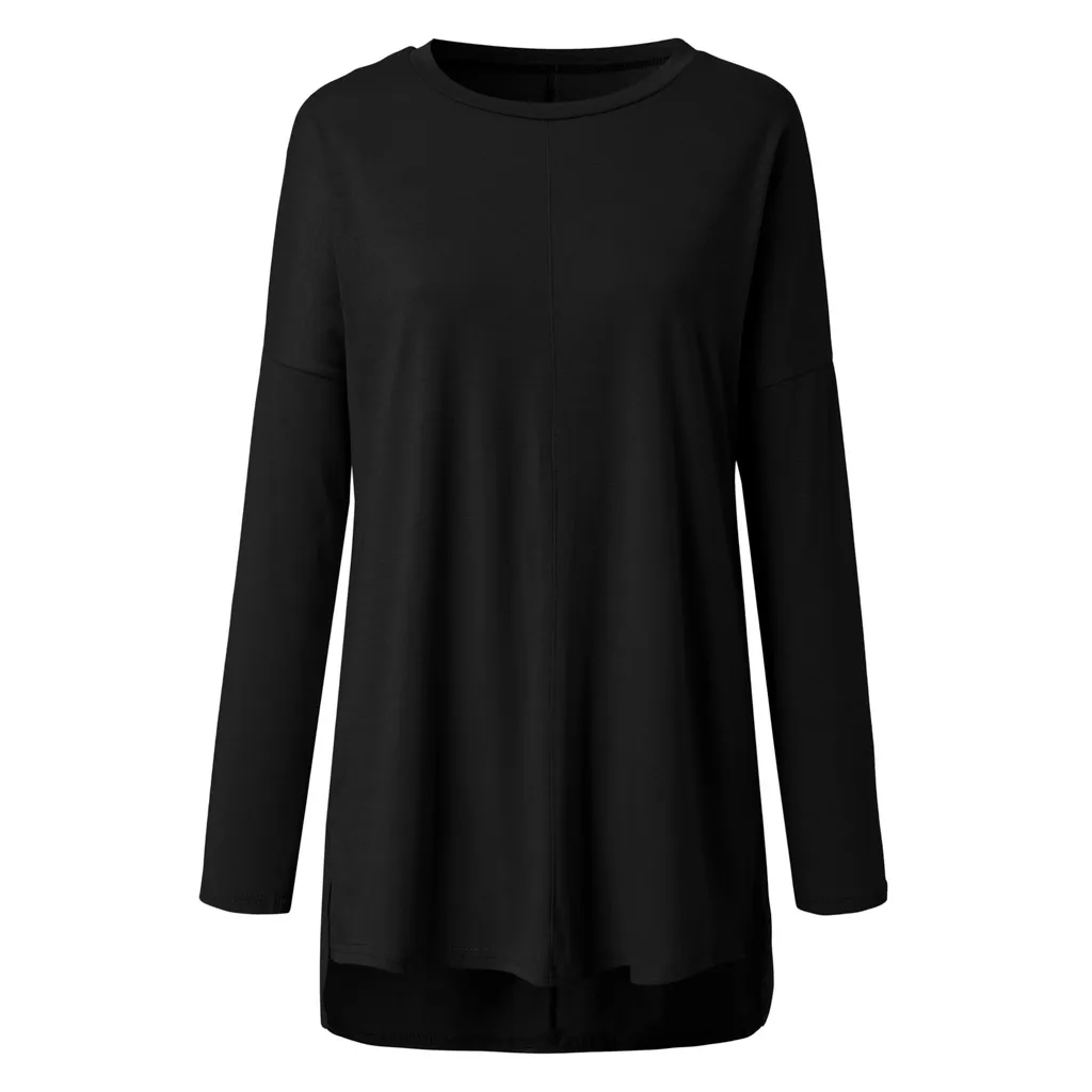 5xl, Женская туника, блузка размера плюс, зимняя, круглый вырез, чистый цвет, блуза с длинным рукавом, повседневные пуловеры, топы, Blusas Mujer De Moda