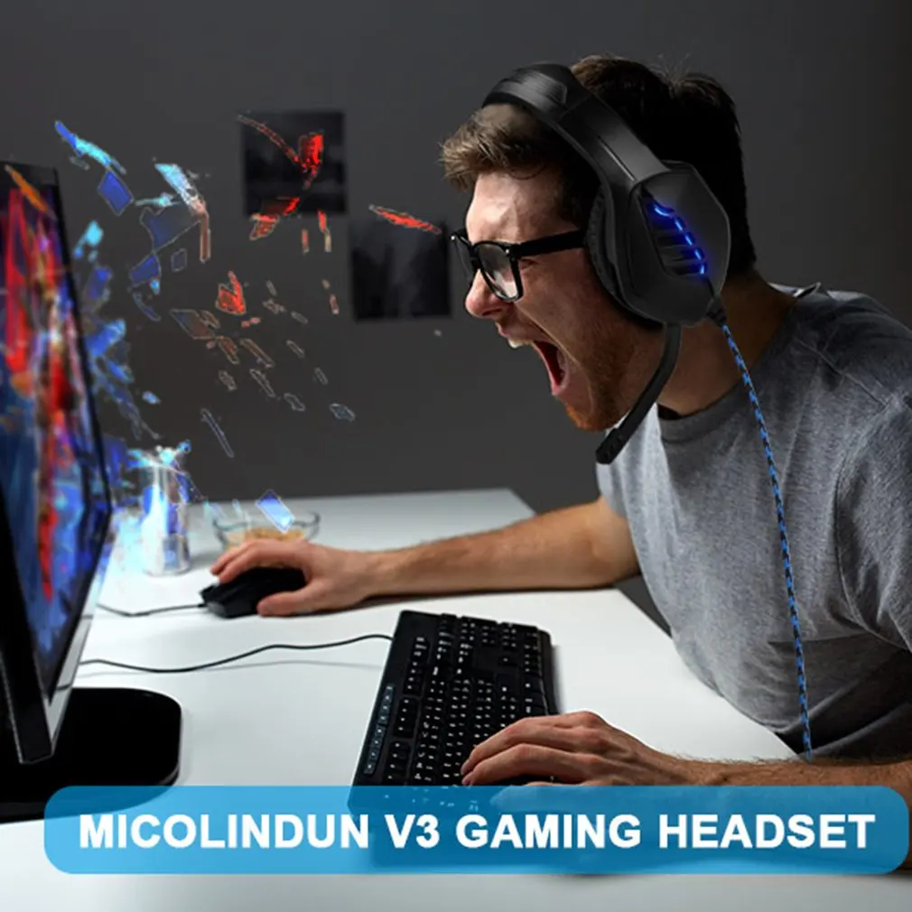 J1 A Head mounted Wired Luminous Earphones Gaming Headsets Portable Wired Mobile Phone Computer Headsets