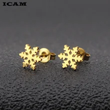 ICAM новые Снежинки из нержавеющей стали мужские серьги-гвоздики Wo мужские серьги d ювелирные изделия для тела гипоаллергенно серьги