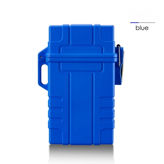 Waterproof USB Lighter New Cigarette Case Lighter Cigar Box Holder Windproof Gas Lighter Refillable Fire Butane Jet Hole Blue