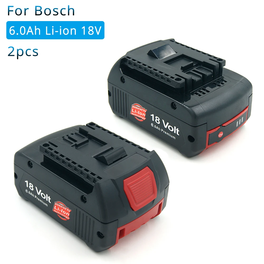 2 Pack 18V 6000Mah Litio Per Bosch Batteria Ricaricabile Per Elettroutensili Bat609 Bat610 Bat618 Bat619G Bat622 Batteria