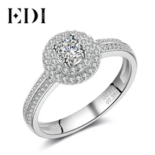 EDI двойной Halo 0.3ct кольцо с алмазом moissanites 14K 585, свадебный набор из белого золота, Обручение кольца для Для женщин ювелирные изделия