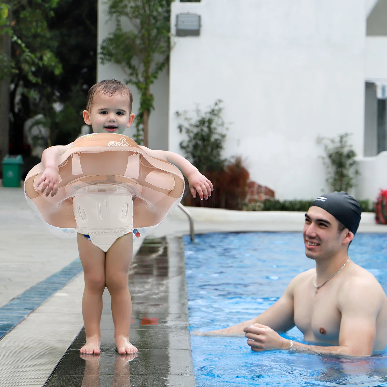 Inflatable Baby Swimming Float With Canopy Infant Kids Swim Pool Accessories Circle Bathing Toddler Rings Summer Water Toys