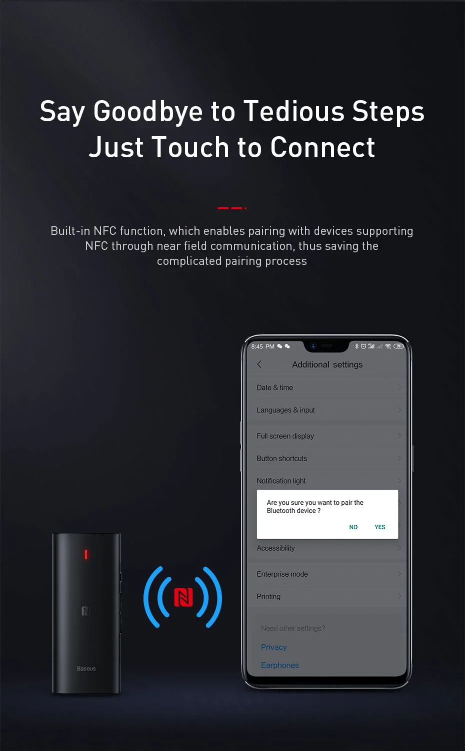 Baseus Bluetooth 5,0 адаптер 3D стерео звук беспроводной приемник Тип C 3,5 мм разъем для наушников ACC/SBC аудио Музыка Bluetooth адаптер
