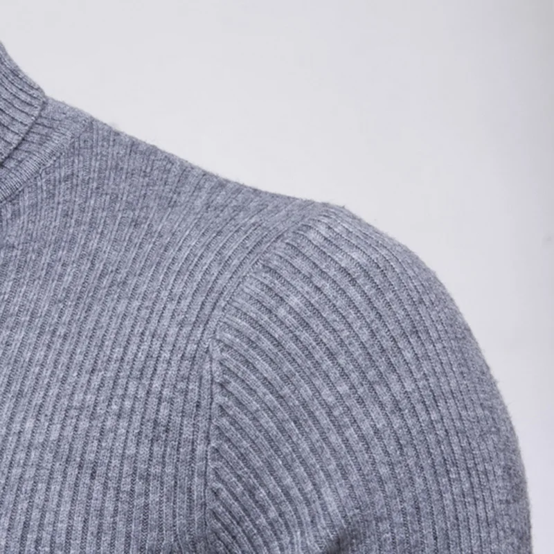HEFLASHOR, высокое качество, теплый свитер с высоким воротом, мужской однотонный вязаный свитер, мужские свитера, повседневный тонкий пуловер, мужской топ с двойным воротником