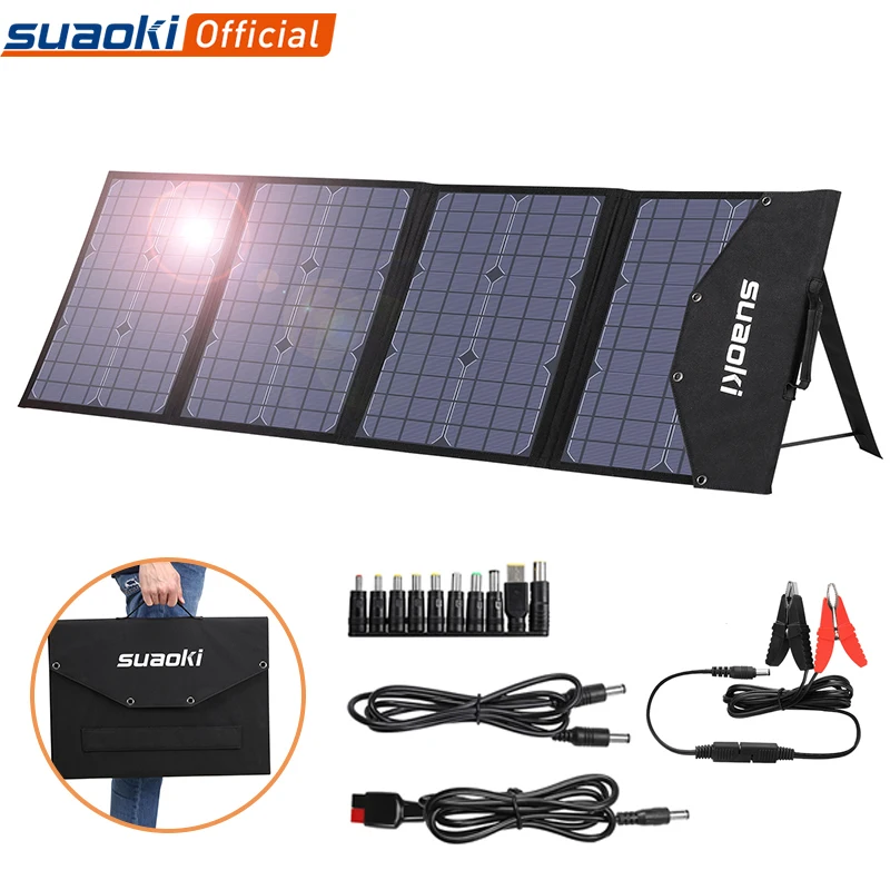 

Suaoki New 100W Solar Panel Portable Foldable Sun Solar Charger Type-C USB DC Output for Outdoor Phone Tablet Laptop Car Battery