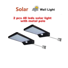 2/4pcs 48 LED Solar Lights Outdoor Solar Lamp RIP Motion Sensor Rechargeable Solar Light Bulb Lamps IP65 Waterproof Wall Street