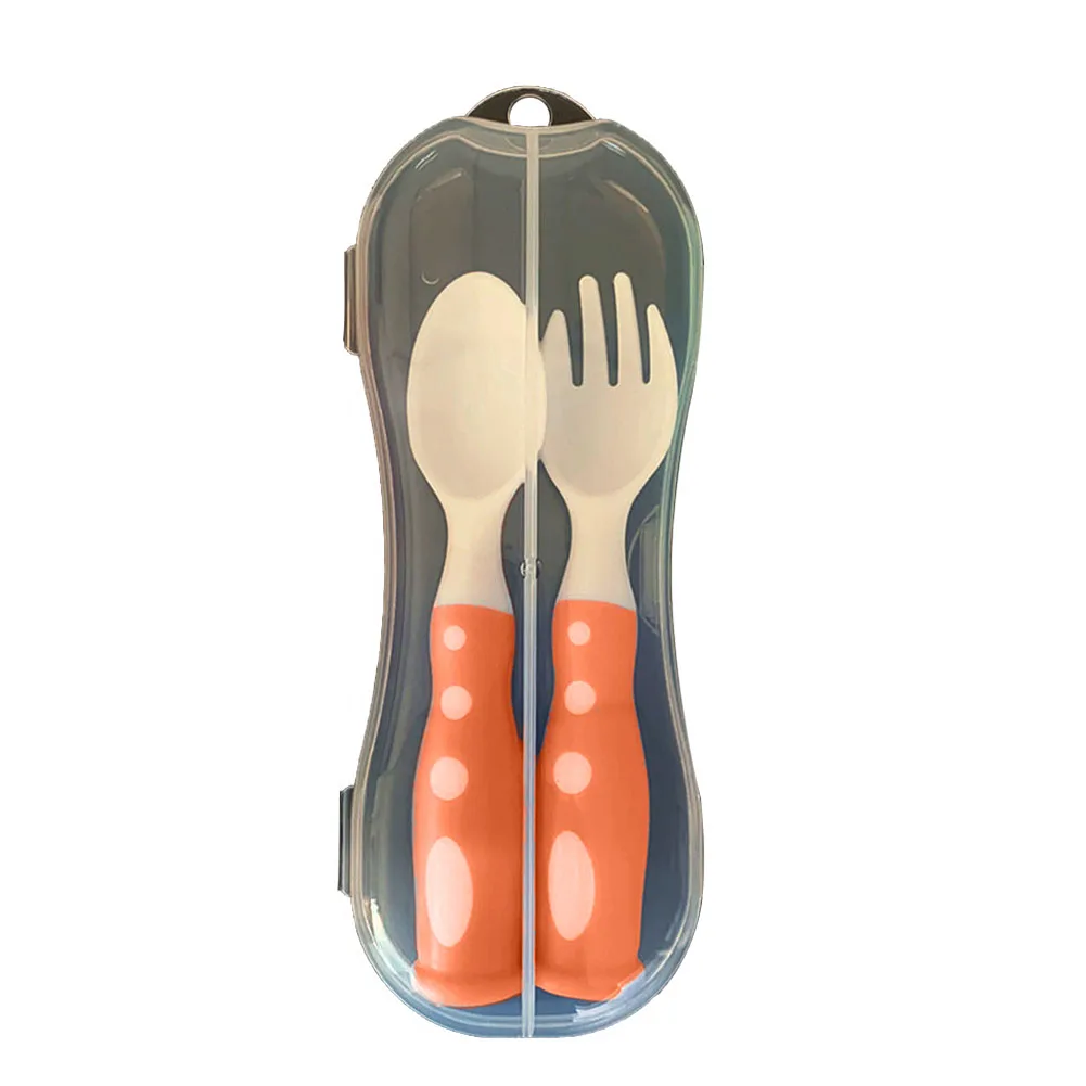 

Picnic Feeding Training Thick Anti Skid Non Slip Bendable Spoons Forks Baby Tableware Set Eating Food With Case Toddler Travel