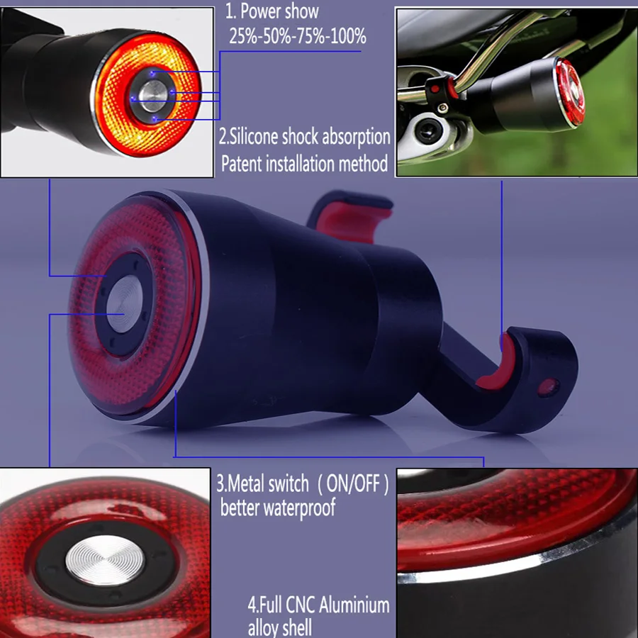 Perfect Cycling Taillight Bicycle Flashlight MTB Bike Rear Light Auto Start/Stop Brake Sensing IPX6 Waterproof LED Charging Safety Warm 2 Perfect Cycling Taillight Bicycle Flashlight MTB Bike Rear Light Auto Start/Stop Brake Sensing IPX6 Waterproof LED Charging Safety Warm 2