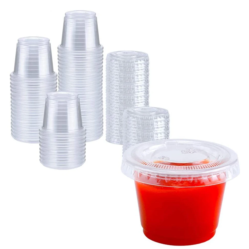 Одноразовые пластиковые чашки Jello Shot с крышками суфельная порция/соус для салата