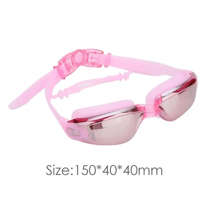 Light Pink Прочные очки для плавания, тонкий дизайн, гальваническое покрытие, противотуманные очки для плавания, очки для взрослых, водонепроницаемые очки для дайвинга - Цвет: Light Pink