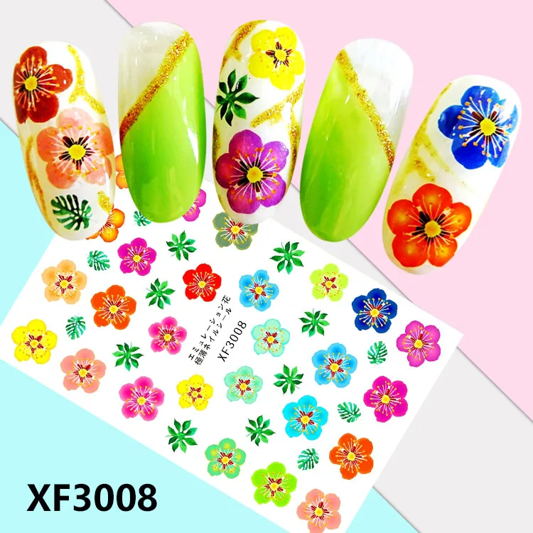 BXF3008 Платье с цветочным рисунком Тип! Лак для ногтей задний клей деколь декорации Дизайн Наклейка для ногтей Советы красоты - Цвет: BXF3008