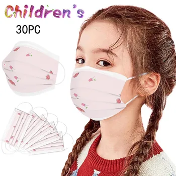 

disposable face mask Children's face cover Earloop 30PC Cat Printed mask for face mouth Breathable Non-woven 3 Ply FacemaskS