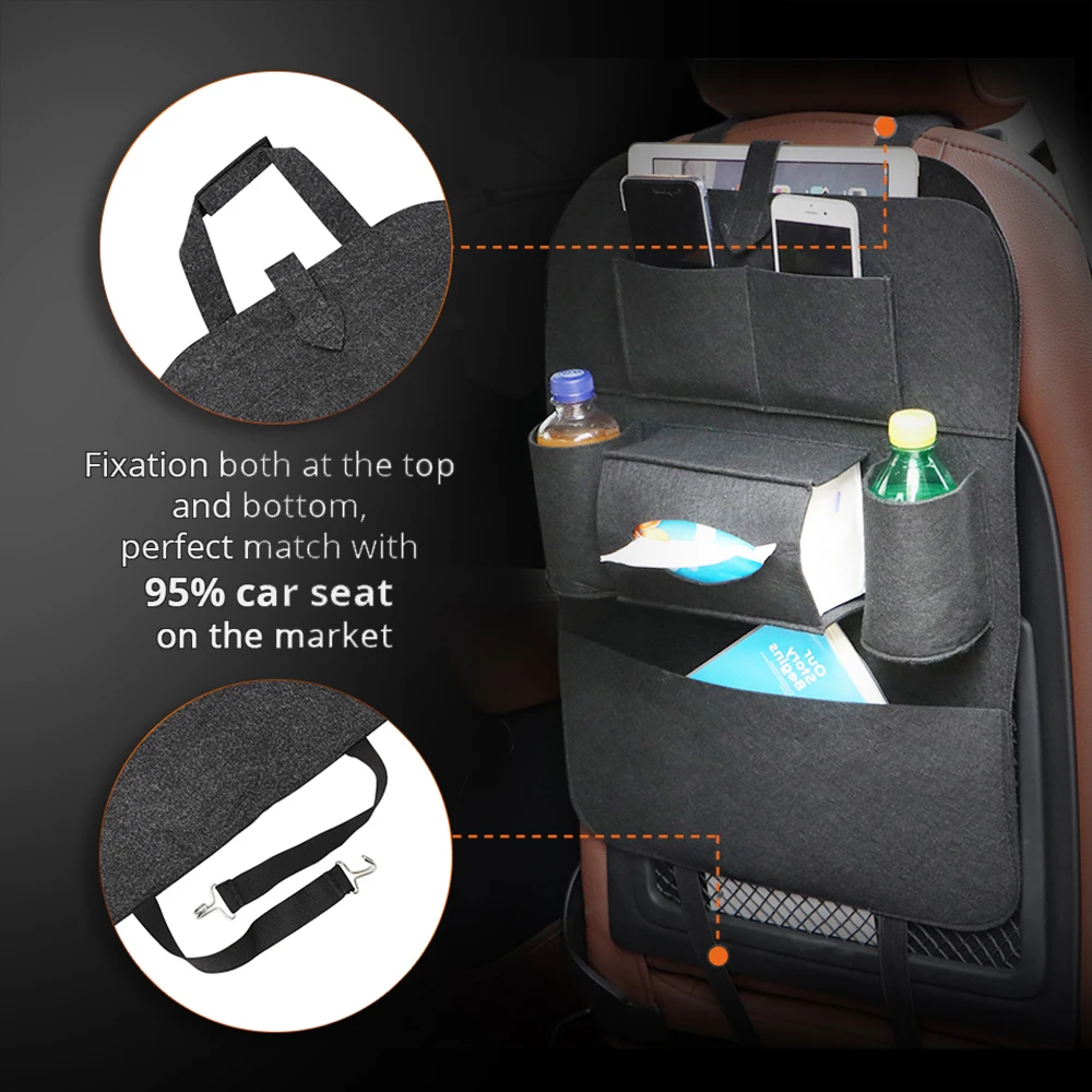 Car Seat Back Storage Bag Organizer Felt Bag Travel Case Holder