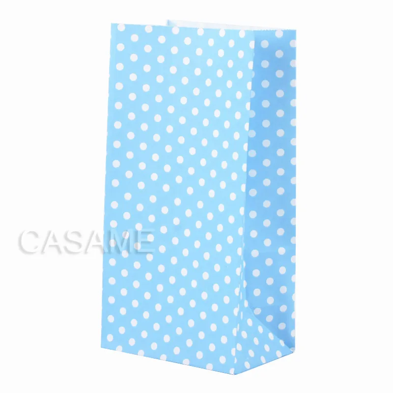 dot light blue Новинка, высокое качество, бумажный пакет, яркие, в горошек, сумки, 18x9x6 см, для подарка, упаковка, Подарочная сумка - Цвет: dot light blue