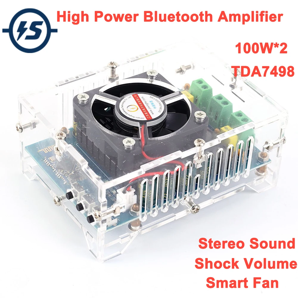 TDA7498 Bluetooth аудио стерео цифровой усилитель модуль 100 Вт+ 100 Вт DC 12 В 24 в беспроводной Bluetooth приемник с умным вентилятором
